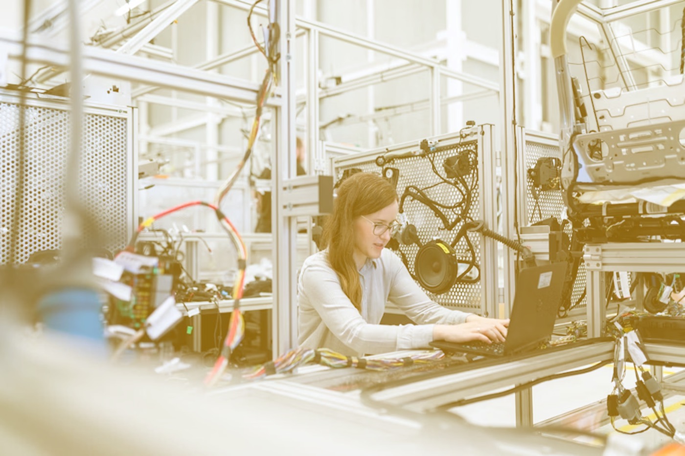 Engineer checking equipment during commissioning